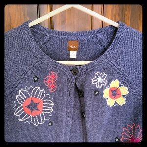 Tea Collection three button embroidered sweater